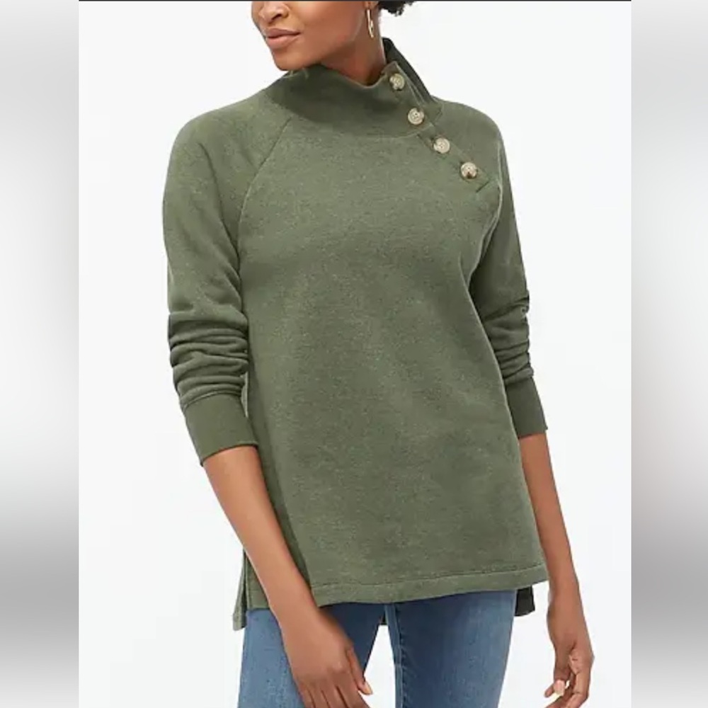 J Crew Olive Green Long Sleeve Pullover Sweatshirt